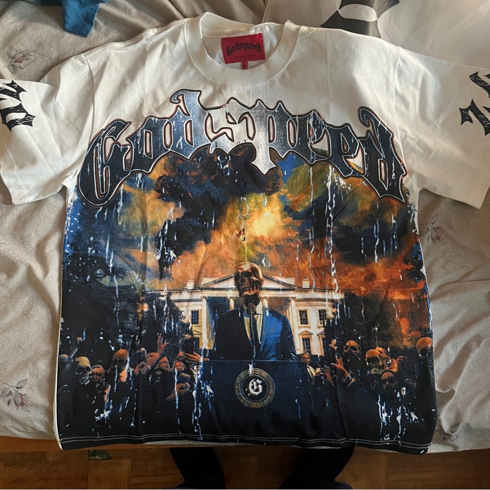 Godspeed Graphic Men's Tee - White and Blue